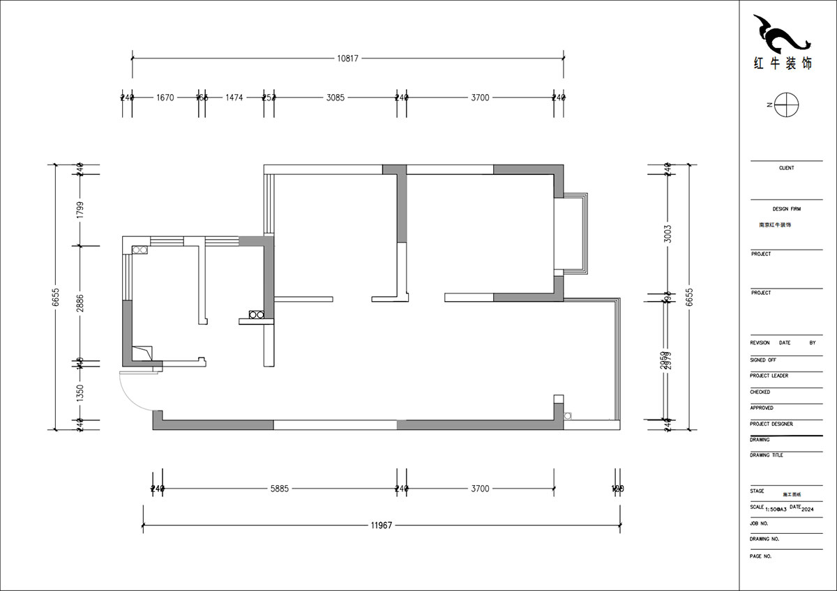朱明琪｜观泓雅苑B区2-2005-83㎡-原木风格｜2室1厅1卫｜新房装修｜定制家｜全包11万｜00_01原始结构图
